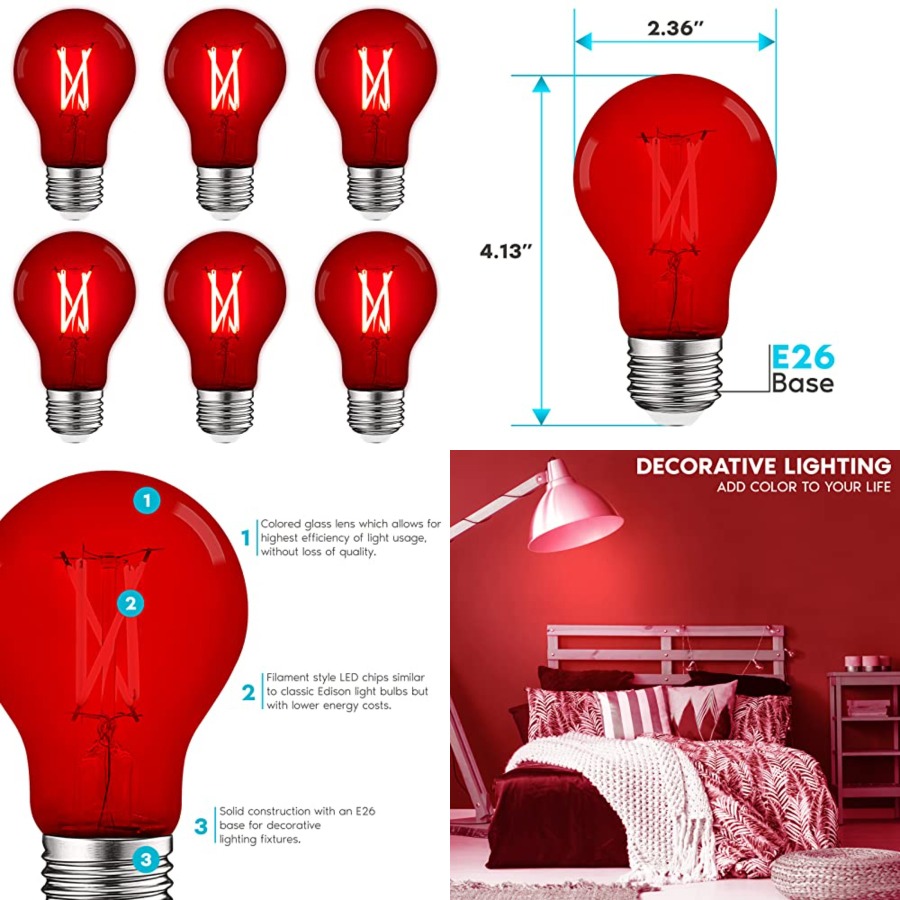 A19 Edison LED Light Bulbs, 4. - Outdoor Lighting And Decor ulasan dan harga