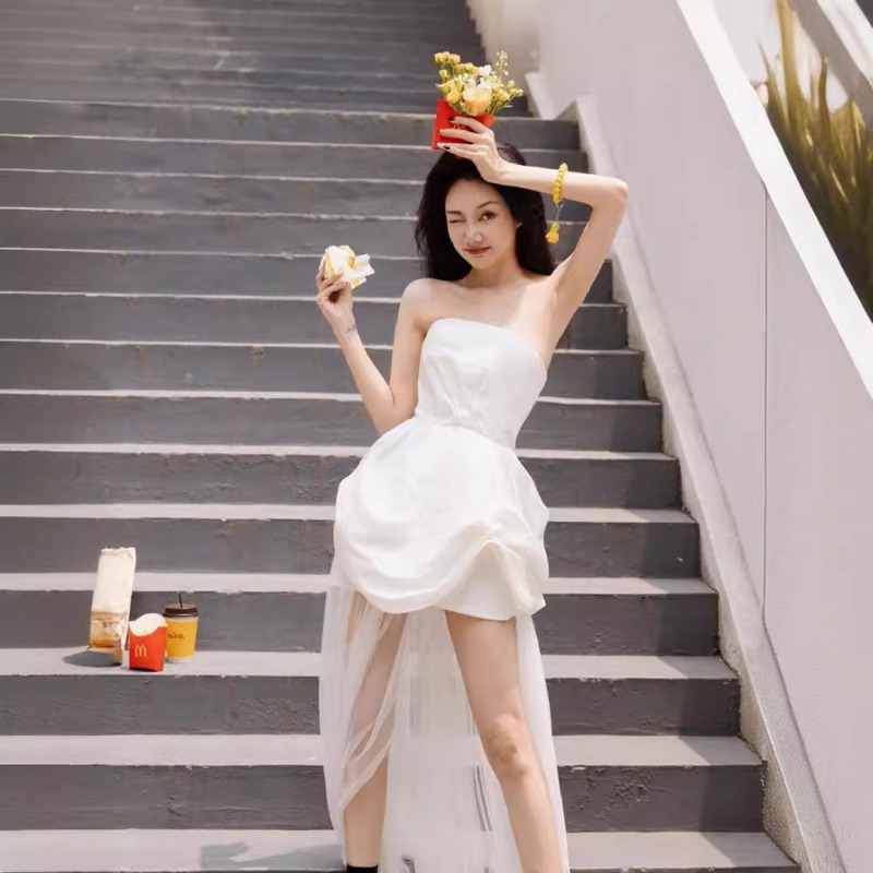 French White Strapless Morning - Outdoor Lighting In Photography ulasan dan harga