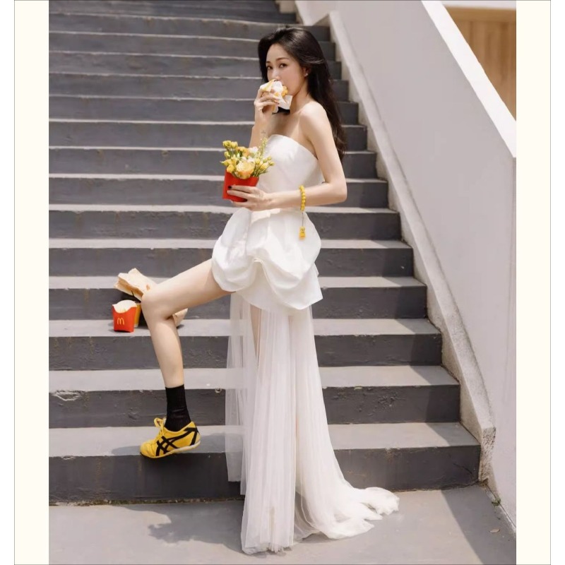 French White Strapless Morning - Outdoor Lighting In Photography ulasan dan harga
