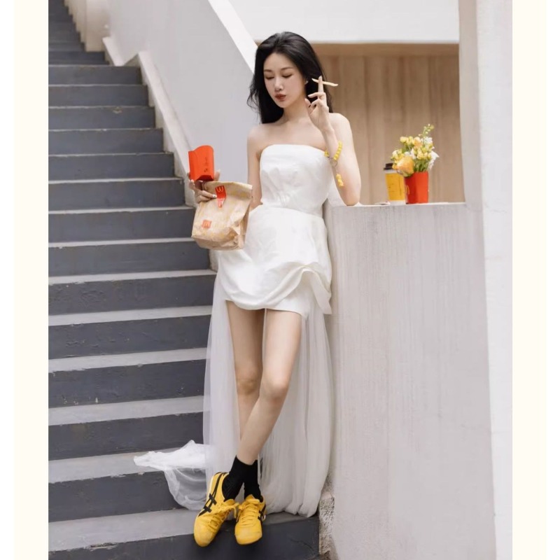 French White Strapless Morning - Outdoor Lighting In Photography ulasan dan harga