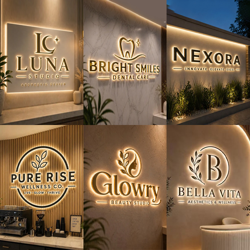Custom Business Logo Backlit M - Outdoor Lighting Logo ulasan dan harga