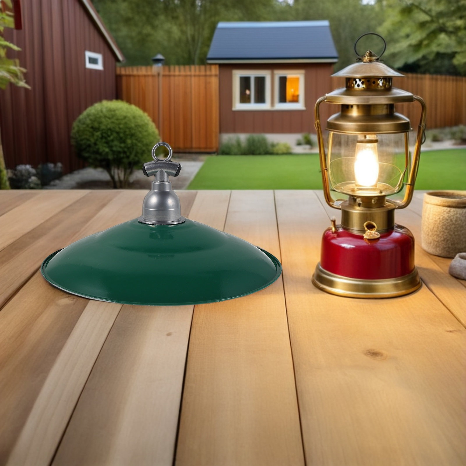 30Cm Rustic Enamel Lamp Shade  - Outdoor Lighting Vintage ulasan dan harga